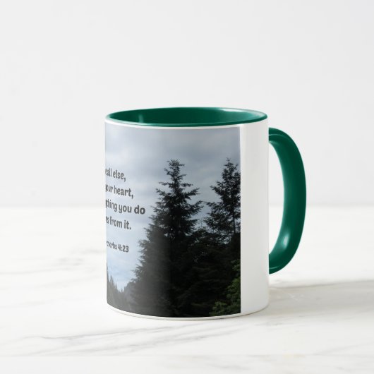 Proverbs 4:23 bovenal, bewaak uw hart mok (Voorkant rechts)