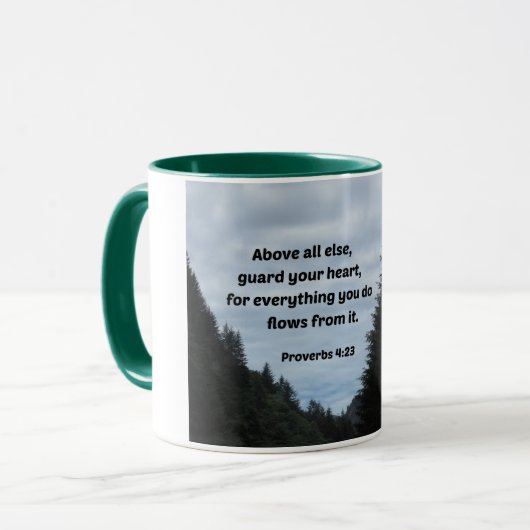 Proverbs 4:23 bovenal, bewaak uw hart mok (Voorkant links)