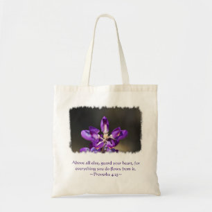 Proverbs 4:23 tote bag