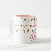 Proverbs 4:23 tweekleurige koffiemok (Voorkant links)