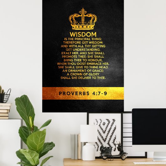 Proverbs 4:7-9 Bijbelversie Poster (Thuiskantoor)