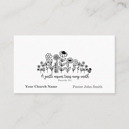 Proverbs Bible Verse Floral Doodle Church Visitekaartje (Voorkant)
