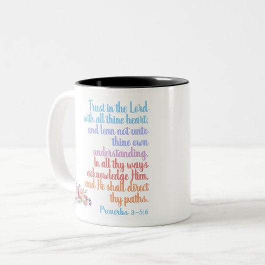 Proverbs Bijbelversie Tweekleurige Koffiemok (Voorkant links)