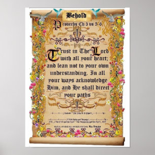 Proverbs Hoofdstuk 3 verses 5-6 Trust in Lord Poster