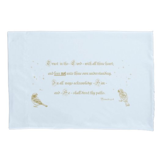 Proverbs Pillowcase Trust in Lord blue tan Kussensloop (Voorkant)