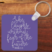 Proverbs, ze lacht zonder angst, Bijbelse Verse Sleutelhanger (Achterkant)