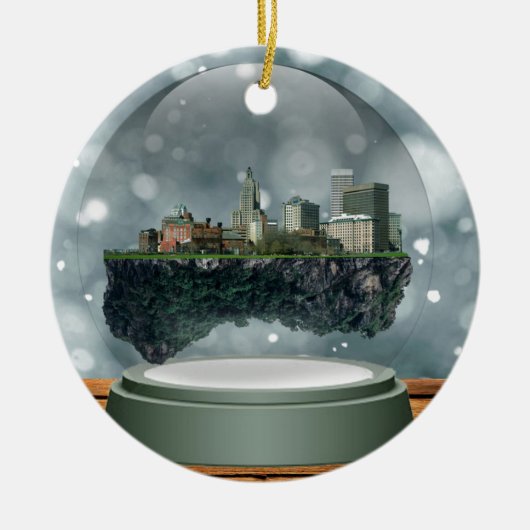 Providence Island Snow Wereldbol Keramisch Ornament (Voorkant)