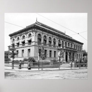 Providence Public Library, 1906. Oude foto Poster