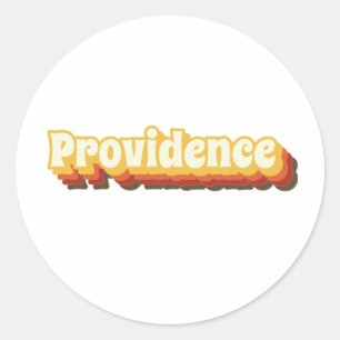 Providence Retro tekst Ronde Sticker