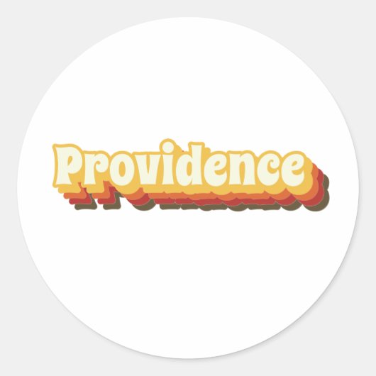 Providence Retro tekst Ronde Sticker (Voorkant)