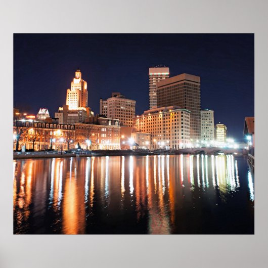 Providence, Rhode Island at night Poster (Voorkant)