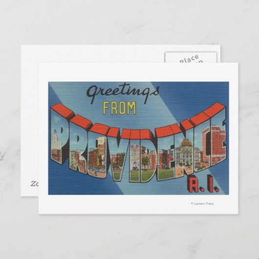 Providence, Rhode Island - Large Letter Scenes Briefkaart (Voorkant / Achterkant)
