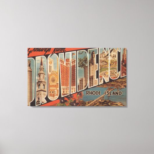 Providence, Rhode Island - Large Letter Scenes Canvas Afdruk (Voorkant)