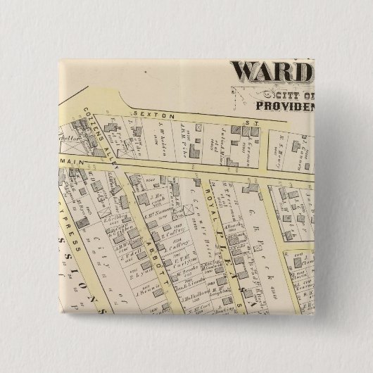 Providence Rhode Island Map 2 Vierkante Button 5,1 Cm (Voorkant)