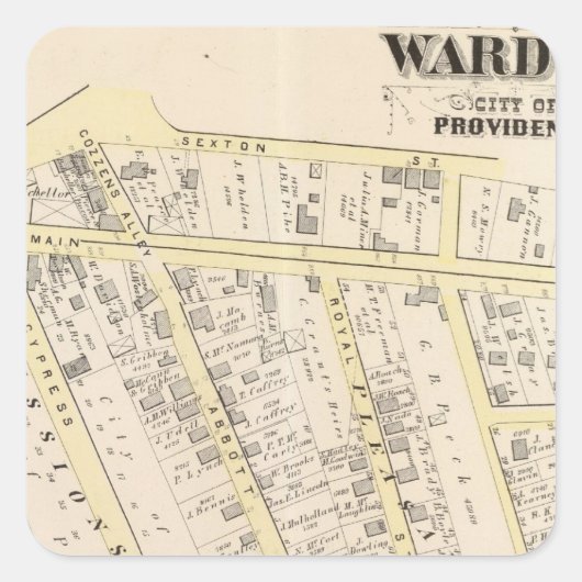 Providence Rhode Island Map 2 Vierkante Sticker (Voorkant)