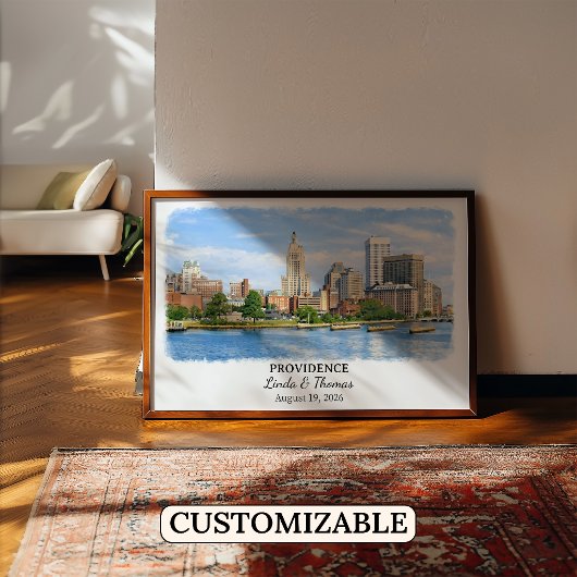 Providence Rhode Island Poster, Aquarel, Op Maat Poster
