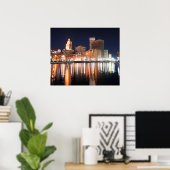 Providence, Rhode Island 's nachts Poster (Thuiskantoor)