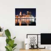 Providence, Rhode Island 's nachts Poster (Thuiskantoor)