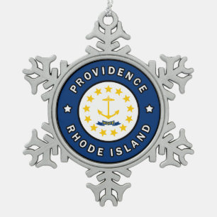 Providence Rhode Island Tin Sneeuwvlok Ornament
