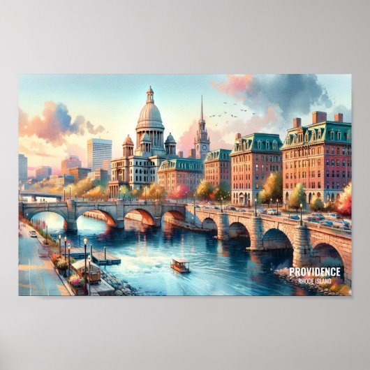 Providence Rhode Island Travel Places waterverf Poster (Voorkant)
