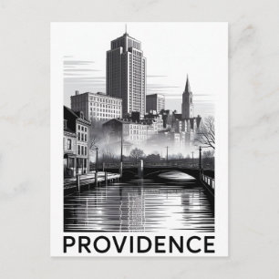 Providence Rhode Island Zwart-Wit Houtsnede Briefkaart