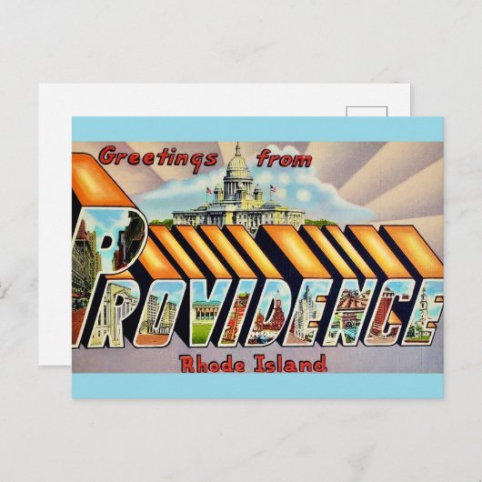 Providence RI Groeten Briefkaart (Voorkant / Achterkant)