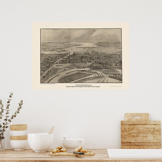 Providence, RI Panoramic Map - 1896 Poster (Keuken)