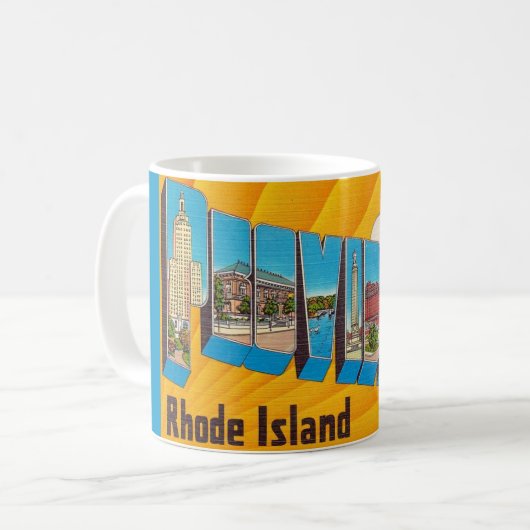 Providence RI Retro Postcard Mug Koffiemok (Voorkant links)