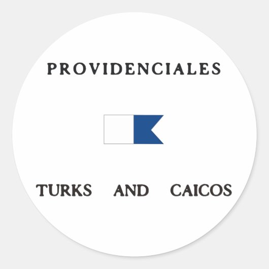 Providenciales Turks en Caicos Alpha Duikvlag Ronde Sticker (Voorkant)