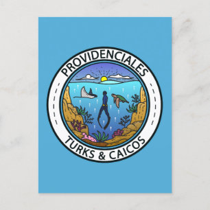 Providenciales Turks en Caicos Scuba Badge Briefkaart