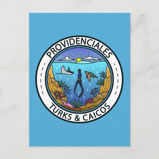 Providenciales Turks en Caicos Scuba Badge Briefkaart (Voorkant)