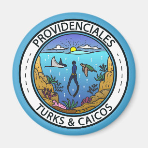 Providenciales Turks en Caicos Scuba Badge Magneet