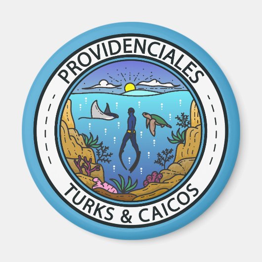 Providenciales Turks en Caicos Scuba Badge Magneet (Voorkant)