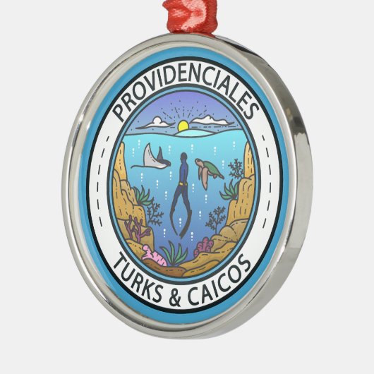 Providenciales Turks en Caicos Scuba Badge Metalen Ornament (Links)
