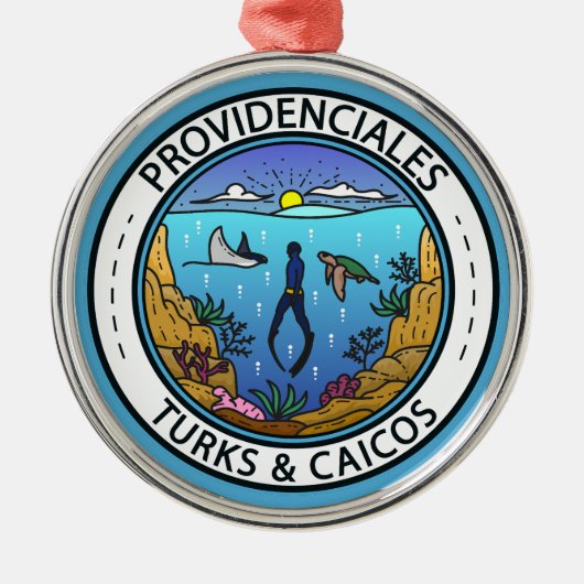 Providenciales Turks en Caicos Scuba Badge Metalen Ornament (Voorkant)