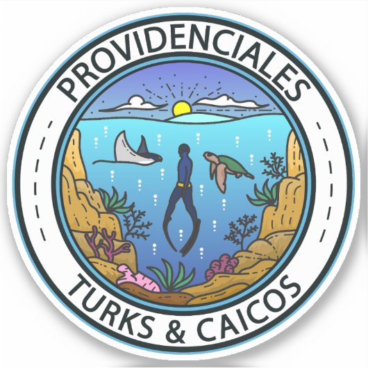 Providenciales Turks en Caicos Scuba Badge Sticker (Voorkant)