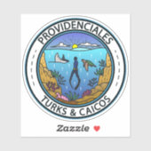 Providenciales Turks en Caicos Scuba Badge Sticker (Vel)