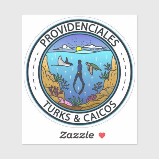 Providenciales Turks en Caicos Scuba Badge Sticker (Vel)