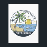 Providenciales Turks en Caicos Vintage Briefkaart<br><div class="desc">Providenciales vector kunst ontwerp. Providenciales (Provo) is een eiland in de Turks-Caicoseilanden in de Atlantische Oceaan. Het is omringd door zachte,  zandstranden,  waarvan vele aan de noordkust.</div>