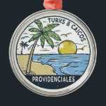 Providenciales Turks en Caicos Vintage Metalen Ornament<br><div class="desc">Providenciales vector kunst ontwerp. Providenciales (Provo) is een eiland in de Turks-Caicoseilanden in de Atlantische Oceaan. Het is omringd door zachte,  zandstranden,  waarvan vele aan de noordkust.</div>