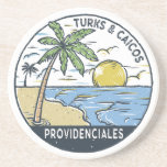 Providenciales Turks en Caicos Vintage Zandsteen Onderzetter<br><div class="desc">Providenciales vector kunst ontwerp. Providenciales (Provo) is een eiland in de Turks-Caicoseilanden in de Atlantische Oceaan. Het is omringd door zachte,  zandstranden,  waarvan vele aan de noordkust.</div>