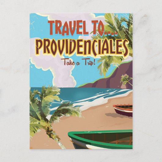 Providenciales vintage reisposter briefkaart (Voorkant)