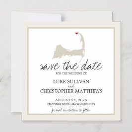 Provincetown Cape Cod Wedding Save the Date Magnetische Uitnodiging