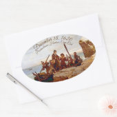 "Provincetown Harbor landing the Pilgrims" Oval Ovale Sticker (Envelop)
