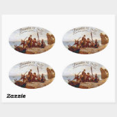 "Provincetown Harbor landing the Pilgrims" Oval Ovale Sticker (Vel)