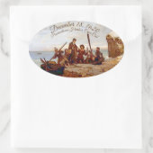 "Provincetown Harbor landing the Pilgrims" Oval Ovale Sticker (Tas)