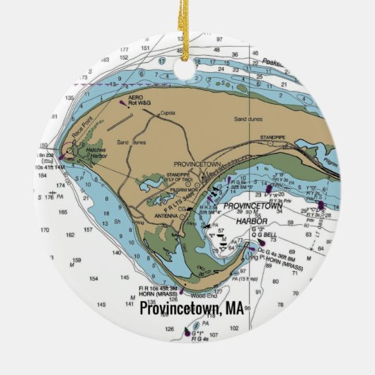 Provincetown MA Nautical Chart Keramisch Ornament (Achterkant)