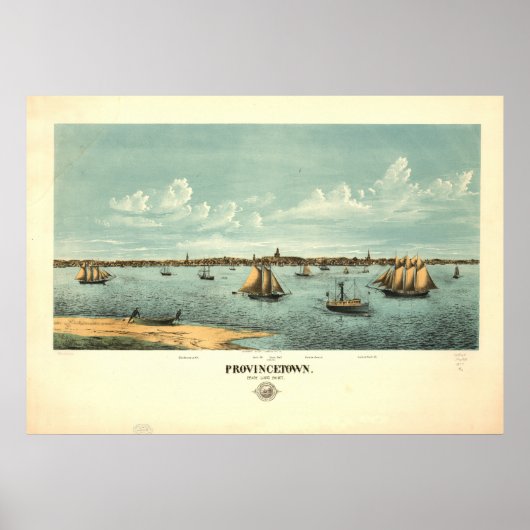 Provincetown Massachusetts 1877 Antiek Panorama Poster (Voorkant)