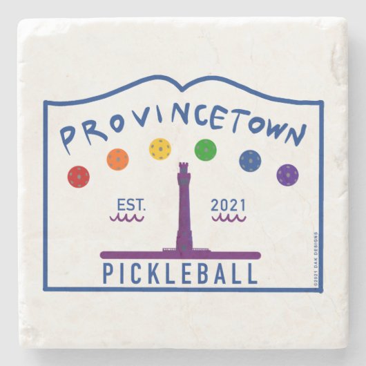 Provincetown Pickleball Stone Onderzetter v1 (Voorkant)