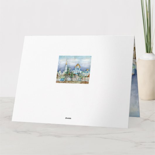 Provinciaal klein stadje Zadonsk aquarelle Kaart (Achterkant)